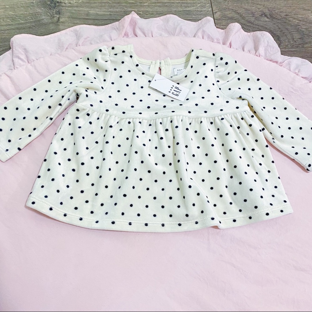 NWT BabyGAP velour polka dot top
